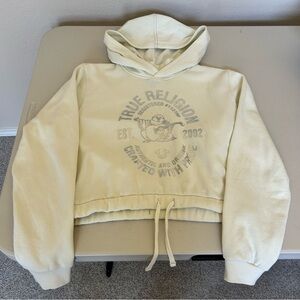 True Religion Cream White Hoodie Sweatshirt Size M